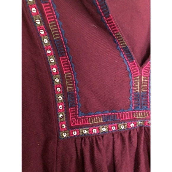 Madewell Deep Red VNeck Embroidered Blouse Size XXS - Picture 4 of 6